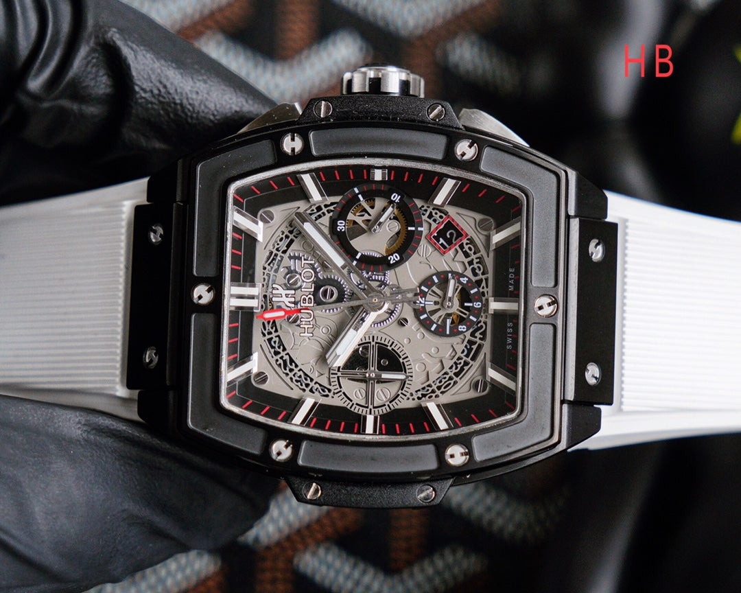 HBT Chronograph - Black - White Rubber- Automatic - 42*52mm