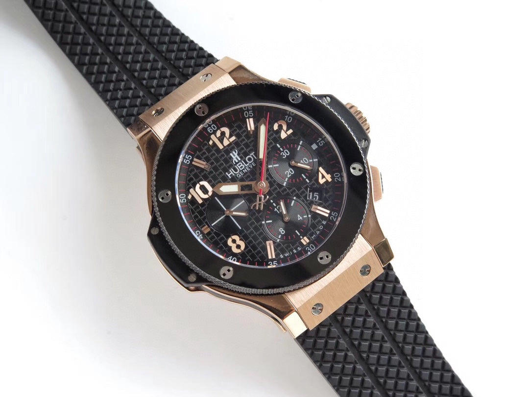 HBT Chronograph - Black -Rosegold Ceramic - Black Rubber - Automatic - 44mm