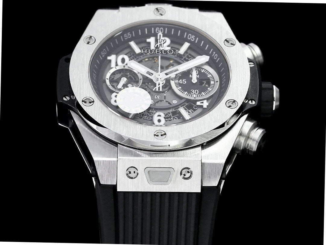HBT Chronograph - Black White - Black Rubber - Automatic - 42mm