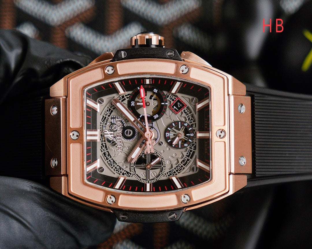 HBT Chronograph - Rosegold - Black Rubber- Automatic - 42*52mm