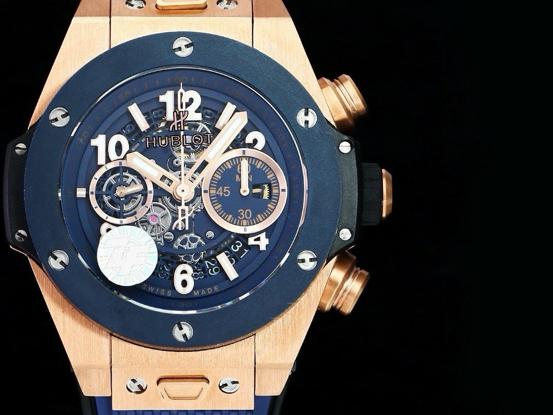 HBT Chronograph -Yellow Blue - Blue Rubber - Automatic - 42mm