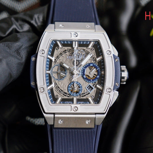 HBT Chronograph - Blue White - Blue Rubber- Automatic - 42*52mm