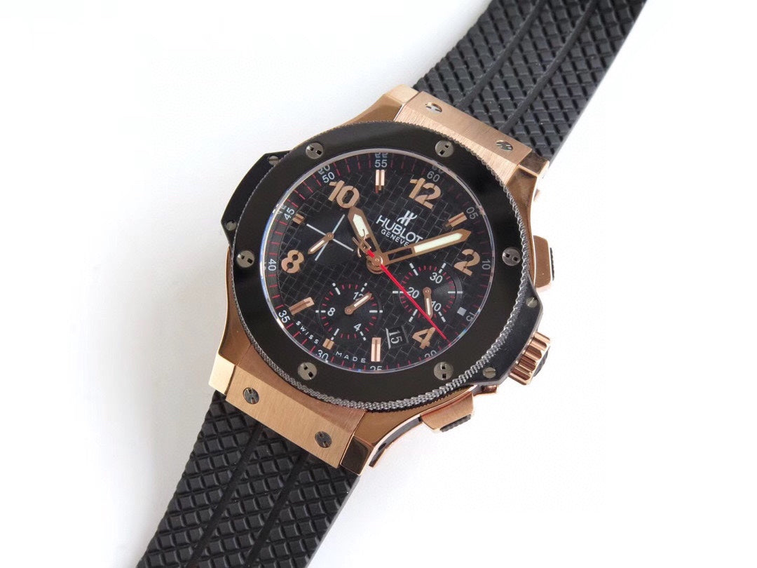 HBT Chronograph - Black -Rosegold Ceramic - Black Rubber - Automatic - 44mm