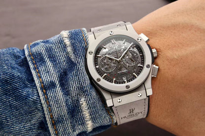 HBT Silver - Hollow 904L Steel - Grey Rubber - Quartz - 44mm