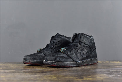 AJ 1 Mid x CLOT 'Fearless Black'