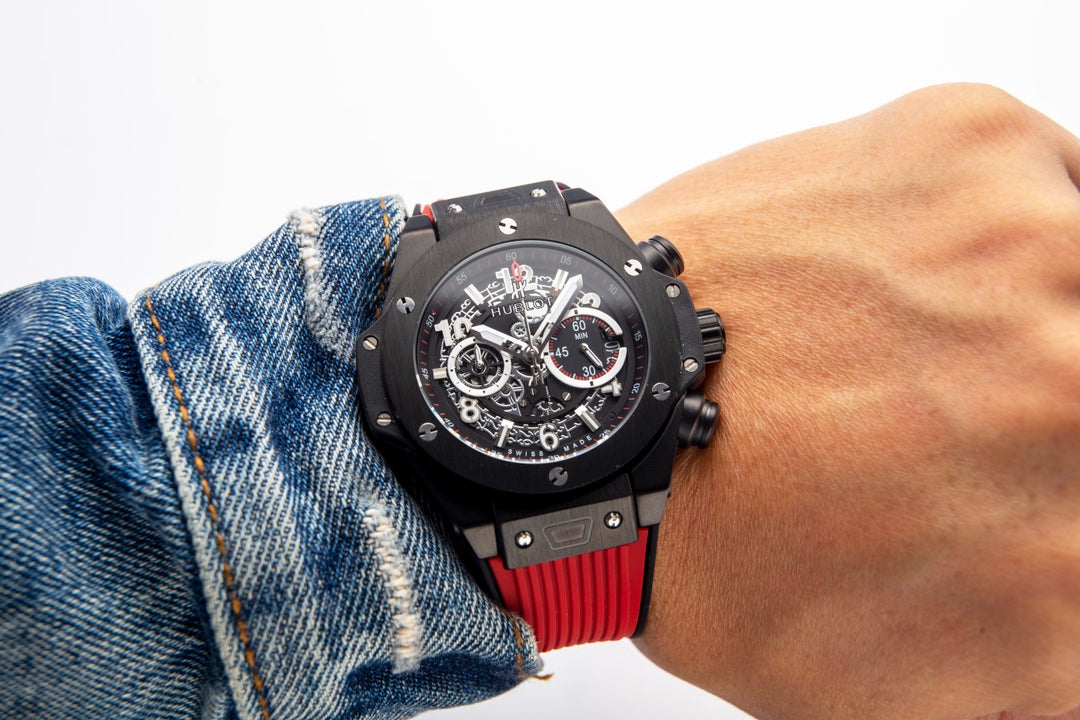 HBT Chronograph - Black 316 Steel - Red Rubber - Quartz - 45mm