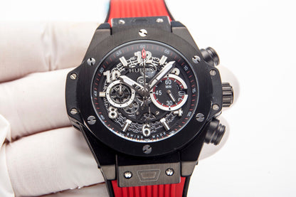HBT Chronograph - Black 316 Steel - Red Rubber - Quartz - 45mm