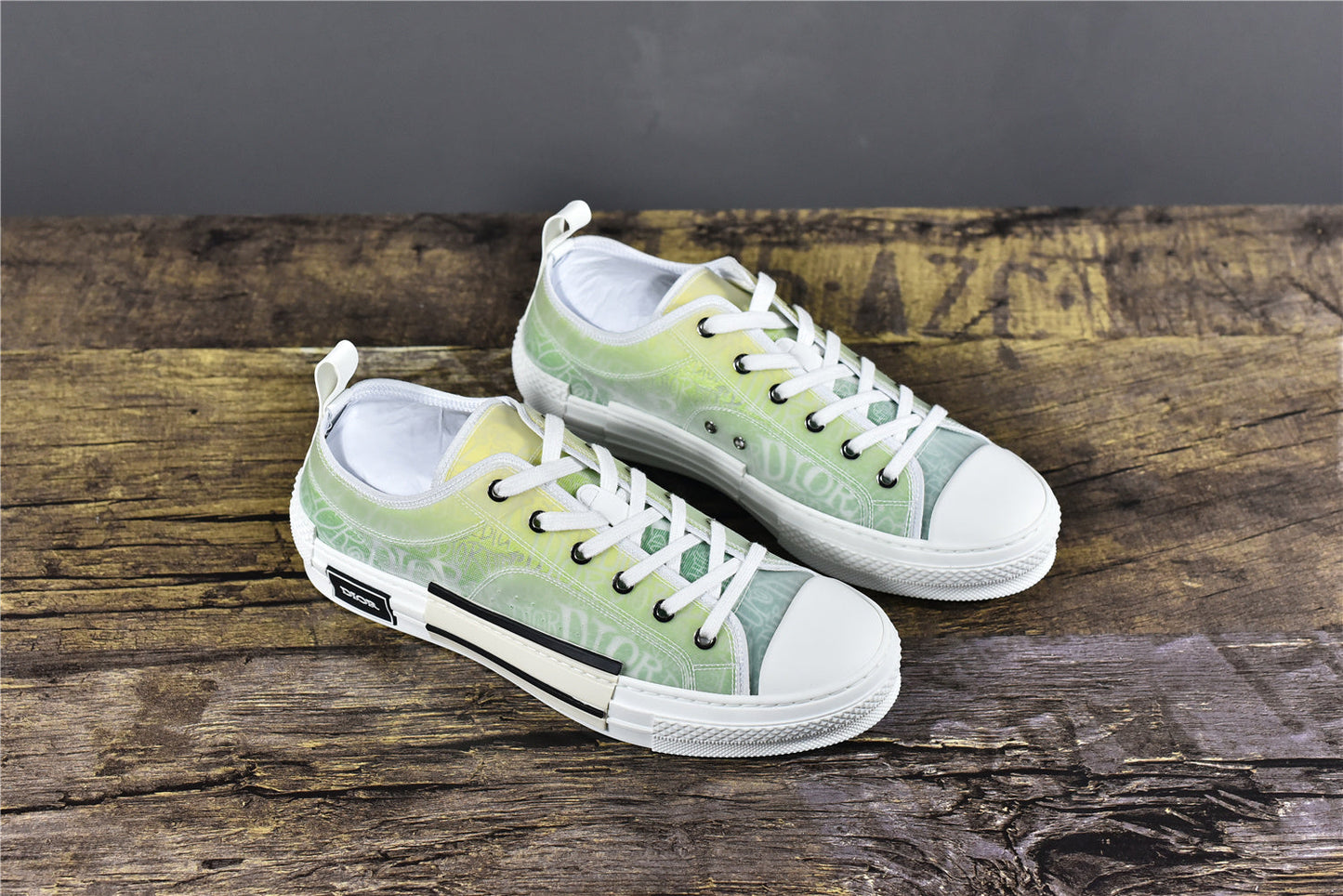 D!OR B23 'Low-Top Yellow and Green Canvas'