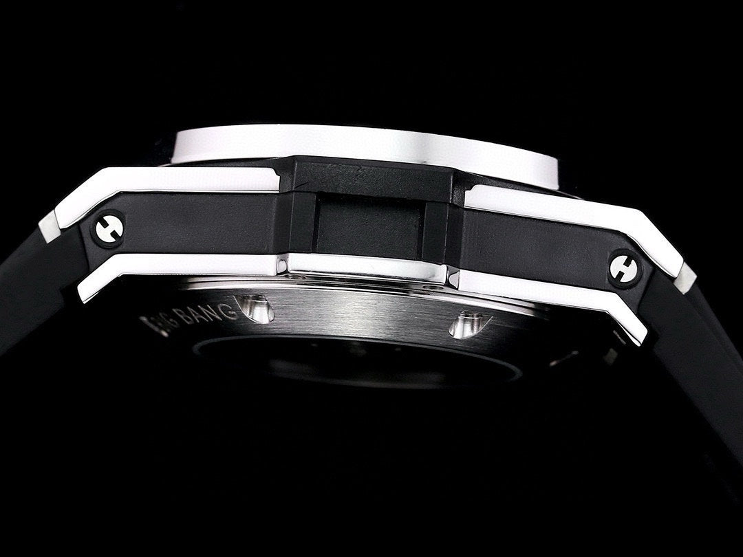 HBT Chronograph - Black White - Black Rubber - Automatic - 42mm