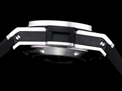 HBT Chronograph - Black White - Black Rubber - Automatic - 42mm