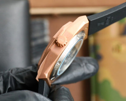 HBT Rosegold Hollow - Black Rubber - Automatic - 45mm