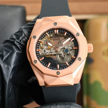 HBT Rosegold Hollow - Black Rubber - Automatic - 45mm