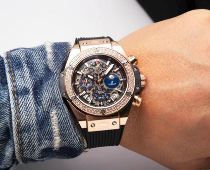 HBT Rosegold - Hollow 904L Steel - Black Rubber - Quartz - 42mm
