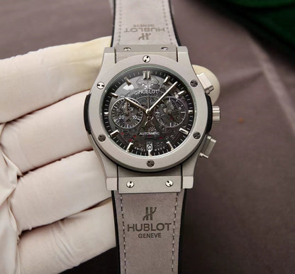 HBT Silver - Hollow 904L Steel - Grey Rubber - Quartz - 44mm