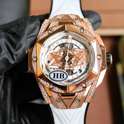 HBT Yellow white - White Rubber - Automatic - 45mm