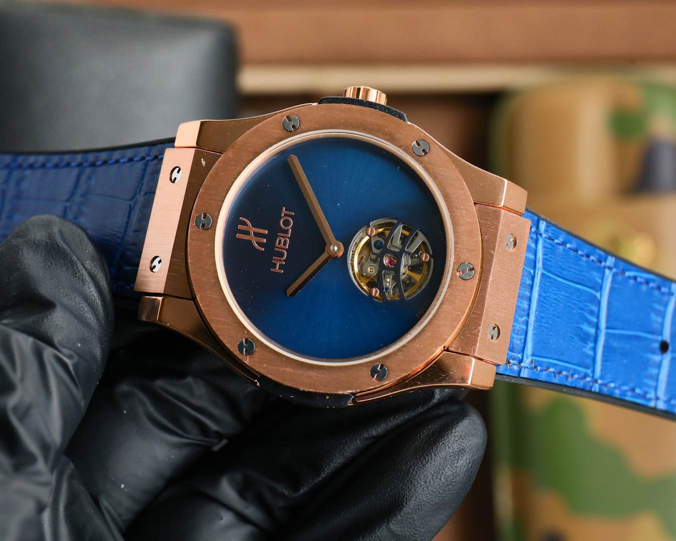 HBT Blue Rosegold - Blue Leather - Automatic - 45mm
