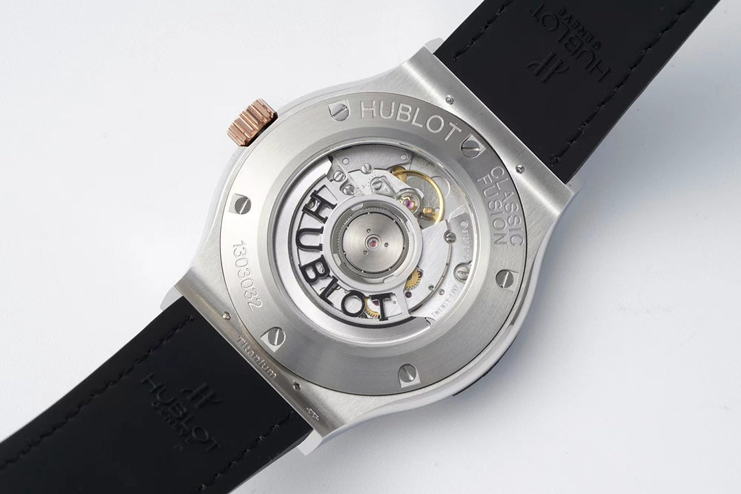 HBT Black - Rosegold 904L Steel - Black Leather - Automatic - 42mm