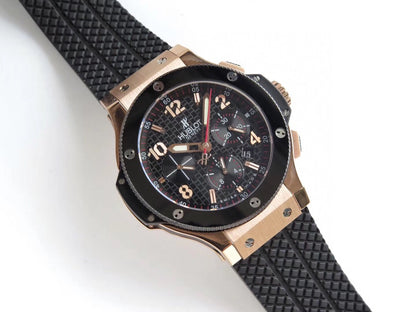 HBT Chronograph - Black -Rosegold Ceramic - Black Rubber - Automatic - 44mm