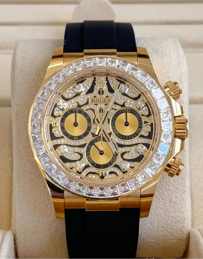Daytona Assembled (100) 40mm Laminated Yellow gold18k "Tiger" Black Oysterflex Strap 116588TBR