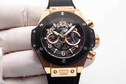 HBT - Chronograph - Black 316 Steel - Black Rubber - Quartz - 45mm