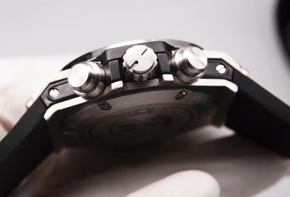 HBT Black - Hollow Silver 904L Steel - Black Rubber - Quartz - 42mm