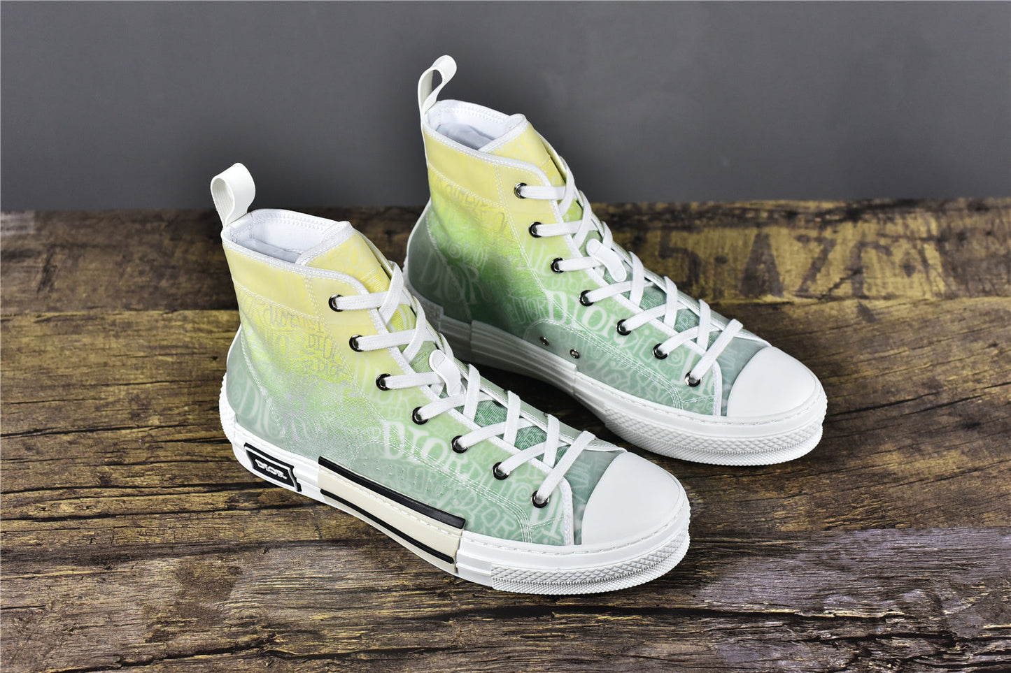 D!OR B23 High-Top Sneaker Yellow and Green