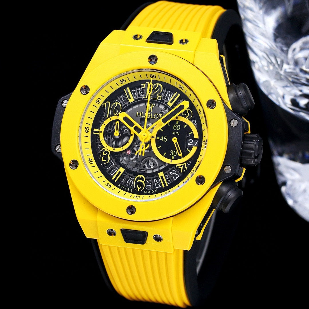 HBT Chronograph -Yellow Carbon Fiber - Yellow Rubber - Quartz - 45mm