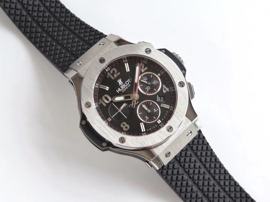 HBT Chronograph -Black Silver  - Black Rubber - Automatic - 44mm