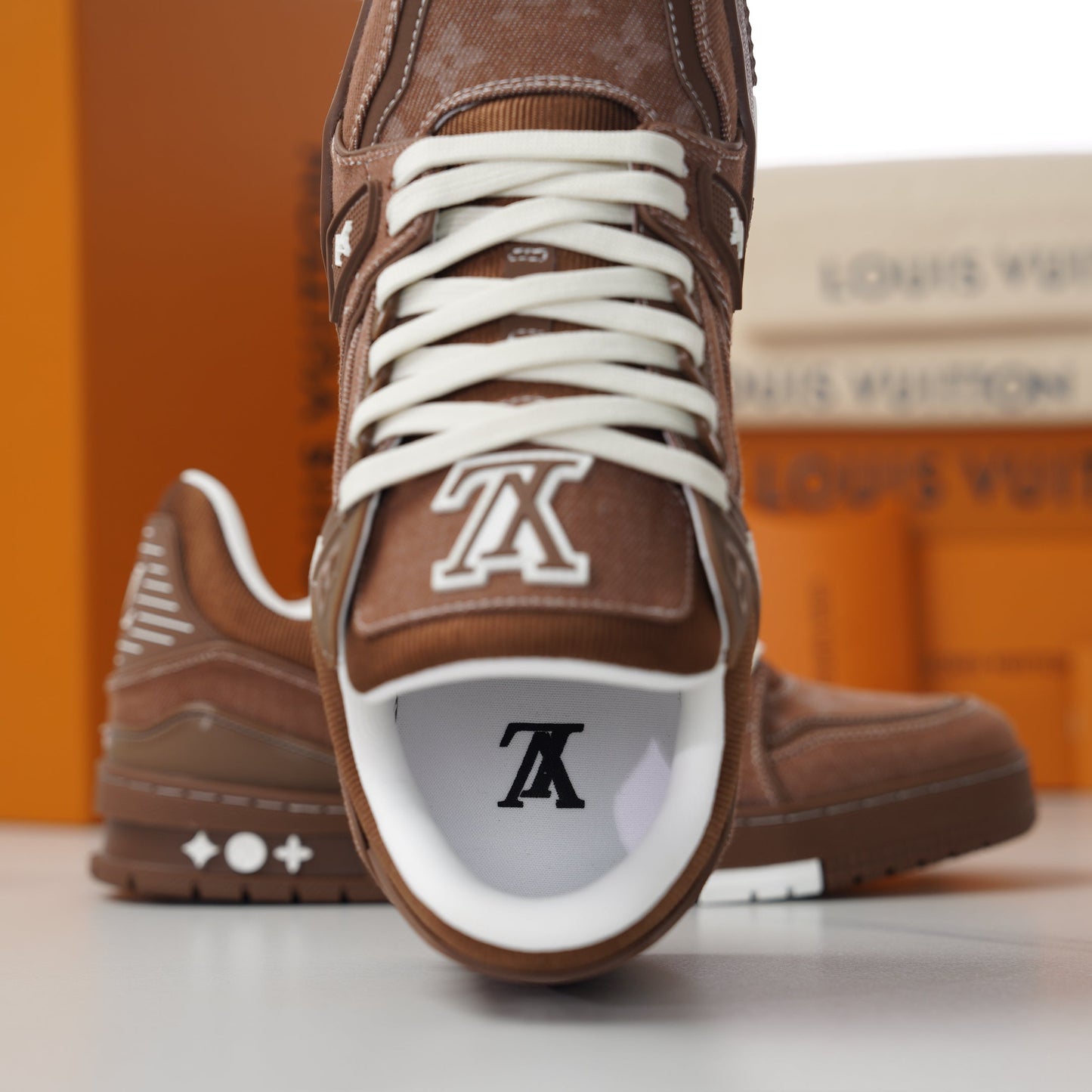 LV Trainer Sneaker Red Brown