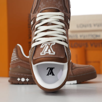LV Trainer Sneaker Red Brown