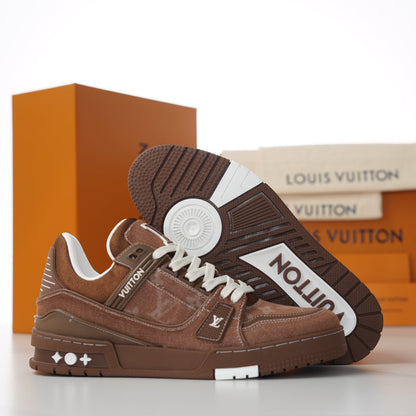LV Trainer Sneaker Red Brown