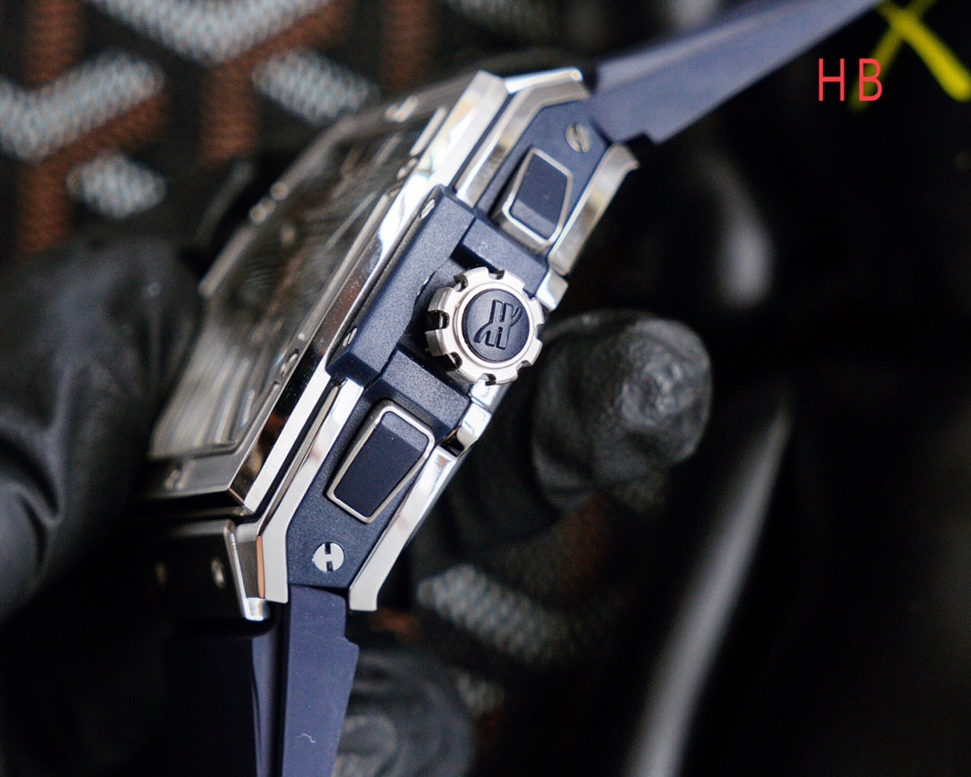 HBT Chronograph - Blue White - Blue Rubber- Automatic - 42*52mm