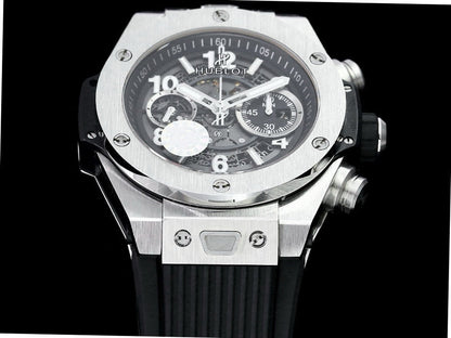 HBT Chronograph - Black White - Black Rubber - Automatic - 42mm