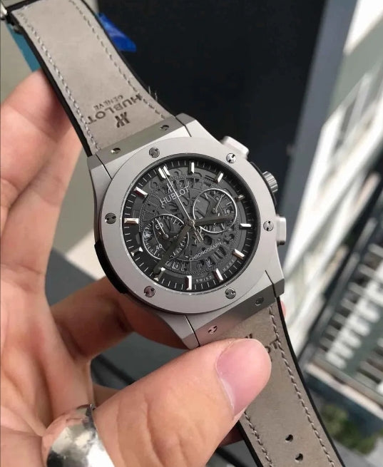 HBT Silver - Hollow 904L Steel - Grey Rubber - Quartz - 44mm