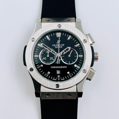 HBT Chronograph -Black - White 904L Steel - Black Rubber - Quartz - 41mm