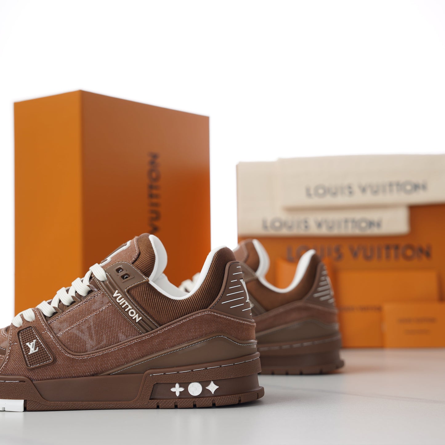 LV Trainer Sneaker Red Brown