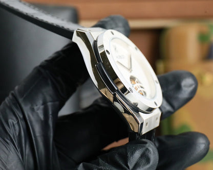 HBT White - Black Leather - Automatic - 45mm