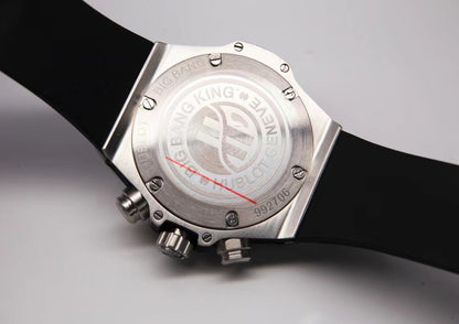 HBT Black - Hollow Silver 904L Steel - Black Rubber - Quartz - 42mm