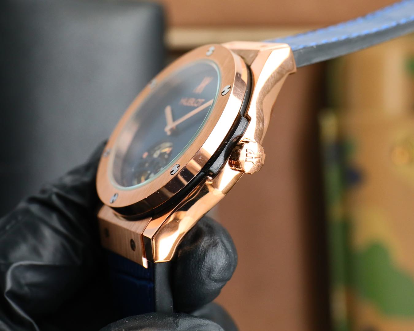 HBT Blue Rosegold - Blue Leather - Automatic - 45mm
