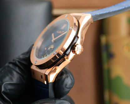 HBT Blue Rosegold - Blue Leather - Automatic - 45mm