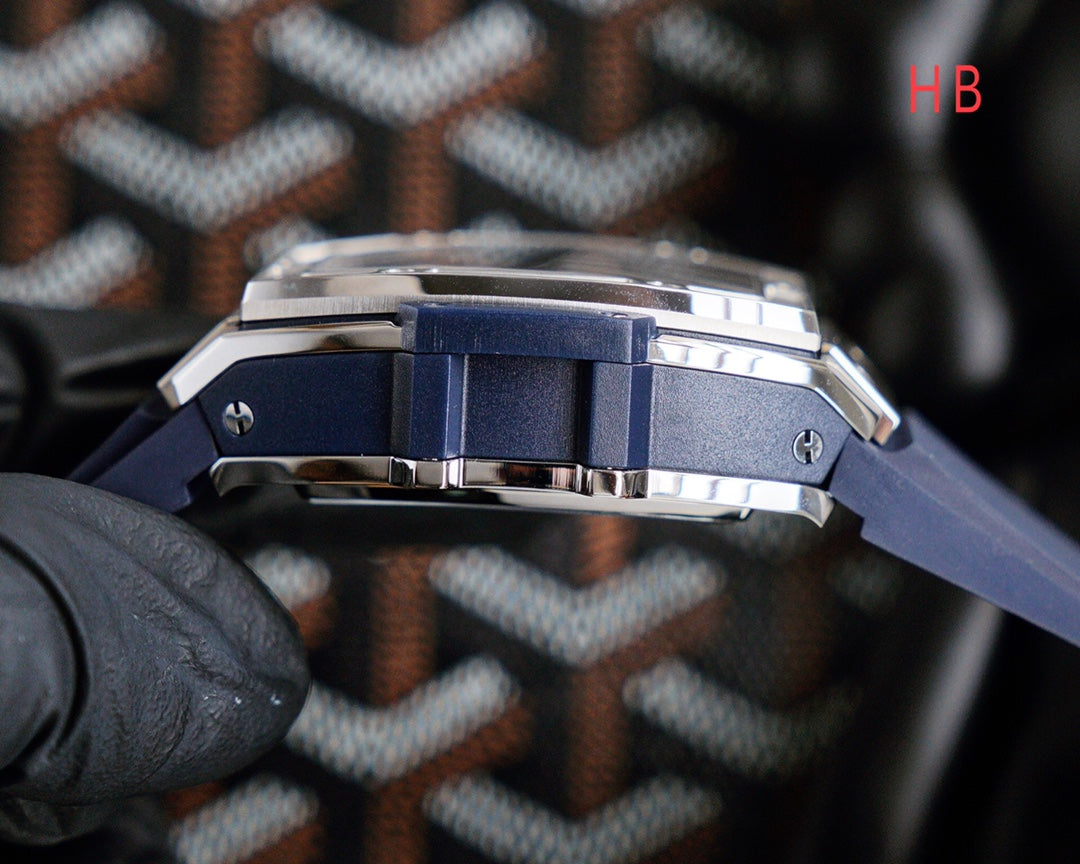 HBT Chronograph - Blue White - Blue Rubber- Automatic - 42*52mm