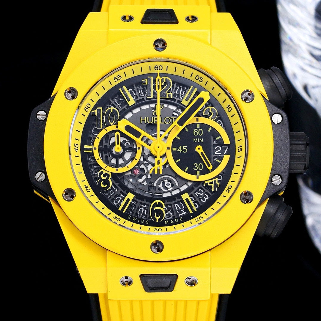 HBT Chronograph -Yellow Carbon Fiber - Yellow Rubber - Quartz - 45mm