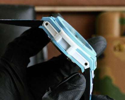 HBT Chronograph - Baby Blue Carbon Fiber - Camouflage Rubber - Quartz - 45mm