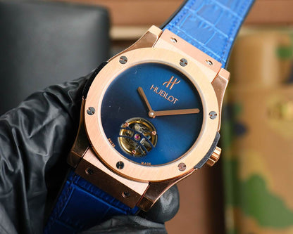 HBT Blue Rosegold - Blue Leather - Automatic - 45mm