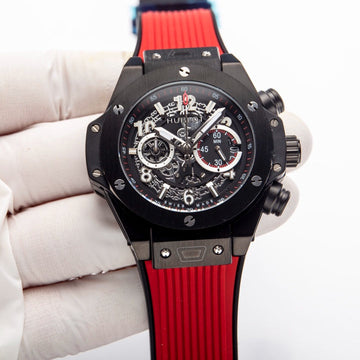 HBT Chronograph - Black 316 Steel - Red Rubber - Quartz - 45mm