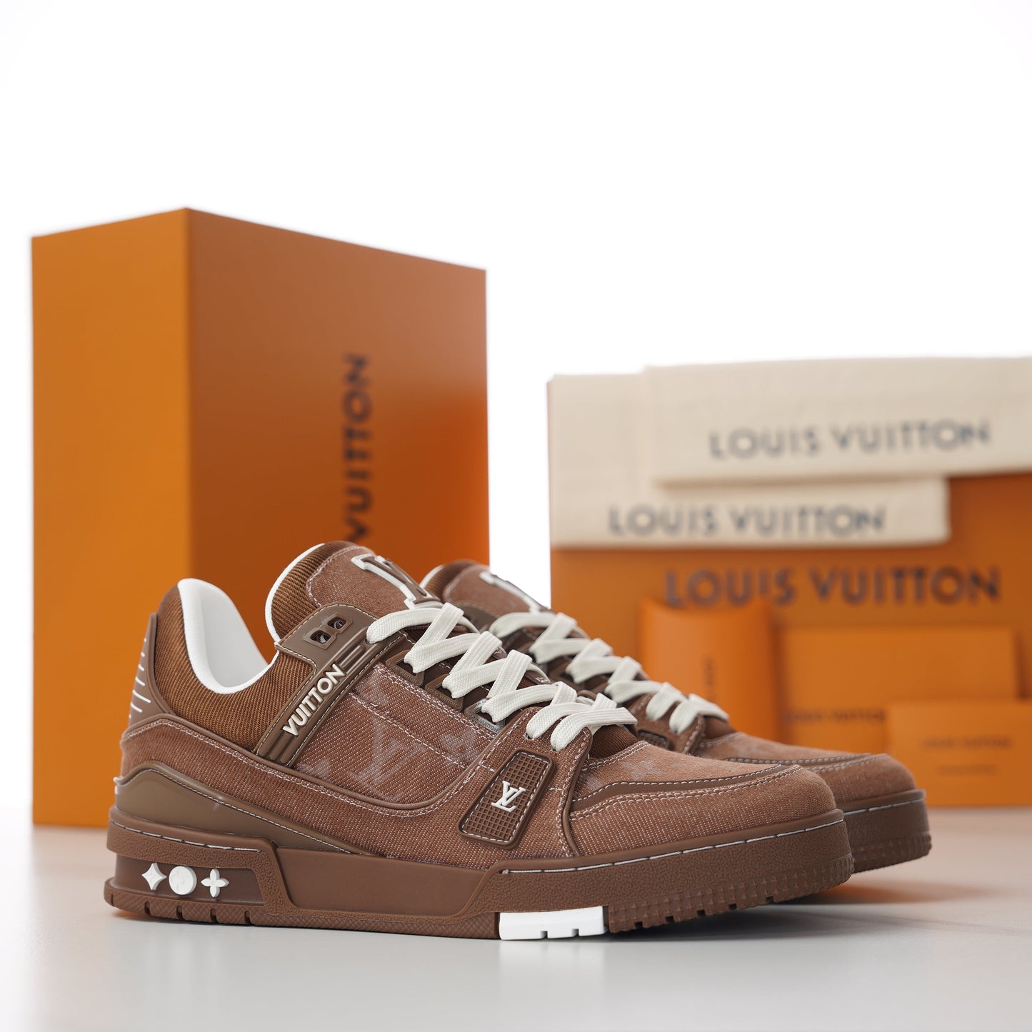 LV Trainer Sneaker Red Brown