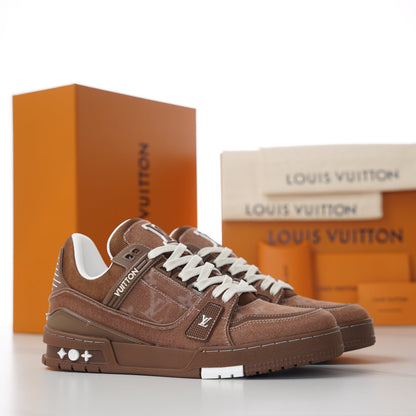 LV Trainer Sneaker Red Brown