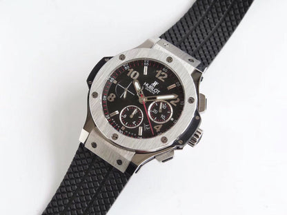 HBT Chronograph -Black Silver  - Black Rubber - Automatic - 44mm