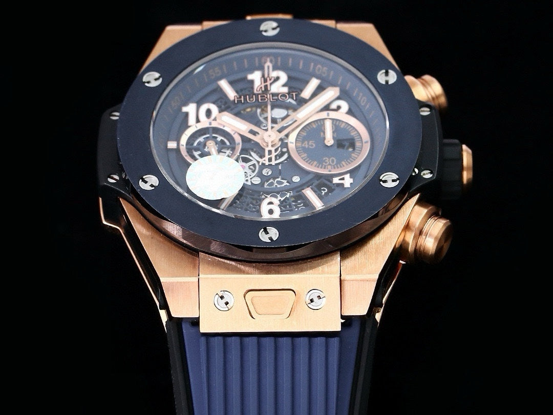 HBT Chronograph -Yellow Blue - Blue Rubber - Automatic - 42mm