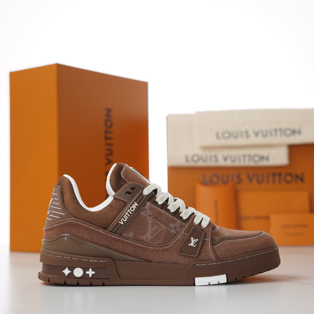 LV Trainer Sneaker Red Brown